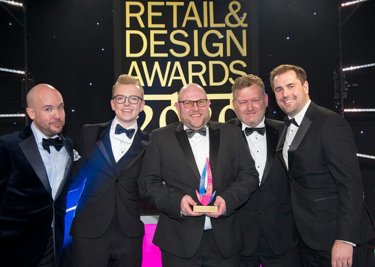 Trevor, Jim & Shane collecting the KBB Awards trophy for New Kitchen Retailer of the Year 2020