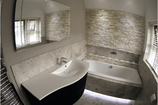 Silver Grey Limestone bathroom with wet floor